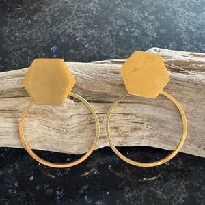 Gold Tone Geometric Hoop Earrings